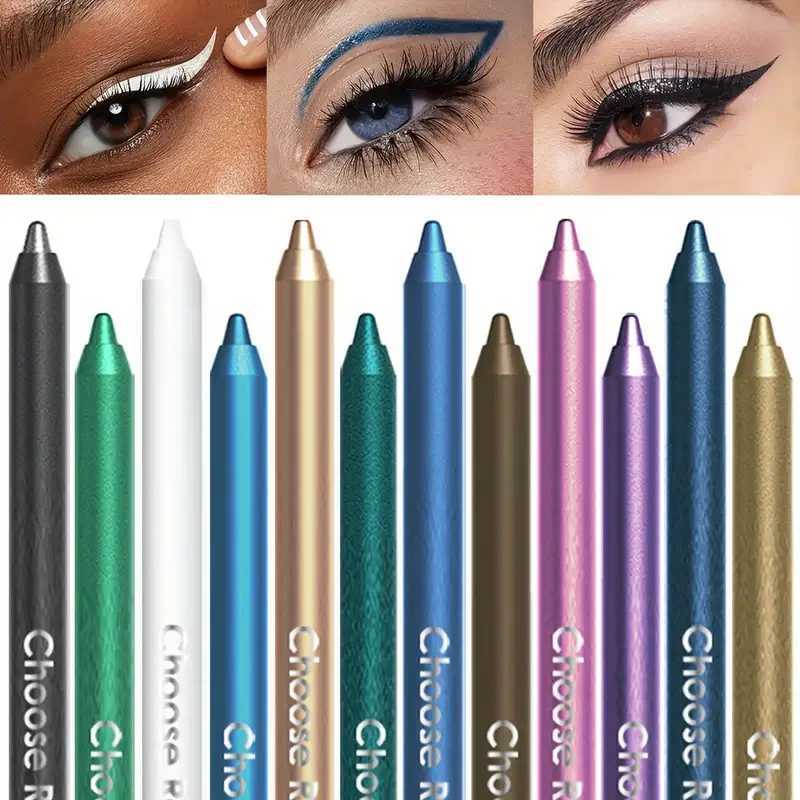 12 Colors Set Glitter Shimmer Eyeliner Stick Pack - Long-Wearing Blue Tone Eyeliner Pencil with Smooth Application - Versatile Y240813