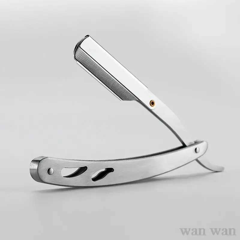 Stainless Steel Razor Holder Golden Mens Manual Folding Straight Edge Shaver Barber Shop Beard Trimmer With Shaving Blade Y1003M240814