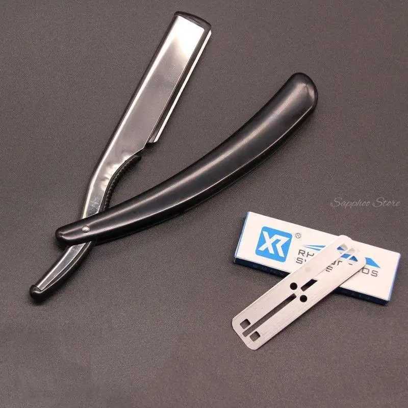 Salon Trimmer Manual Shaver Kit Straight Edge Stainless Steel Barber Razor Set Folding Shaving Knife with Free Blades G0115M240814
