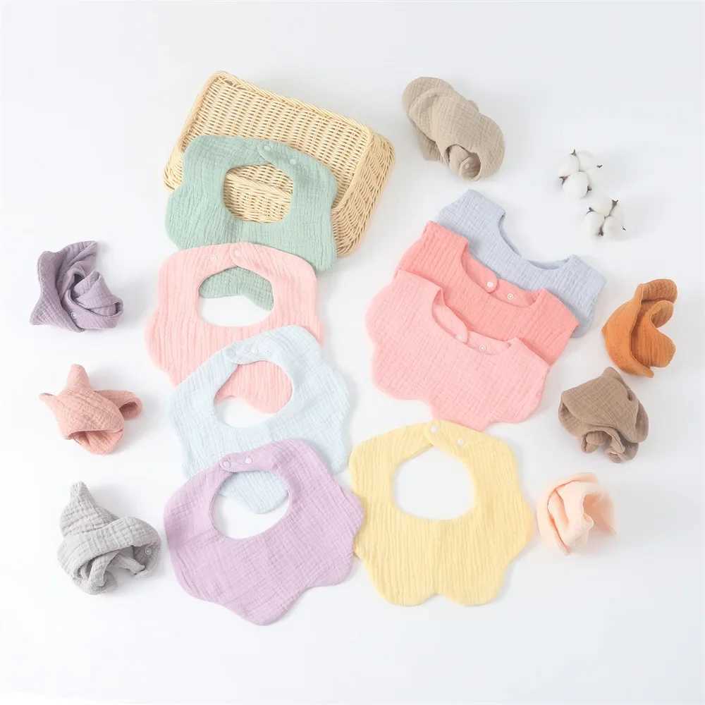 Bibs Burp Cloths 6 Layer Cotton Baby Bib Gauze Petal Baby Feeding Bib Thickened Infant Saliva Towel Soft Burp Cloth for Newborn Kid BibsL4812