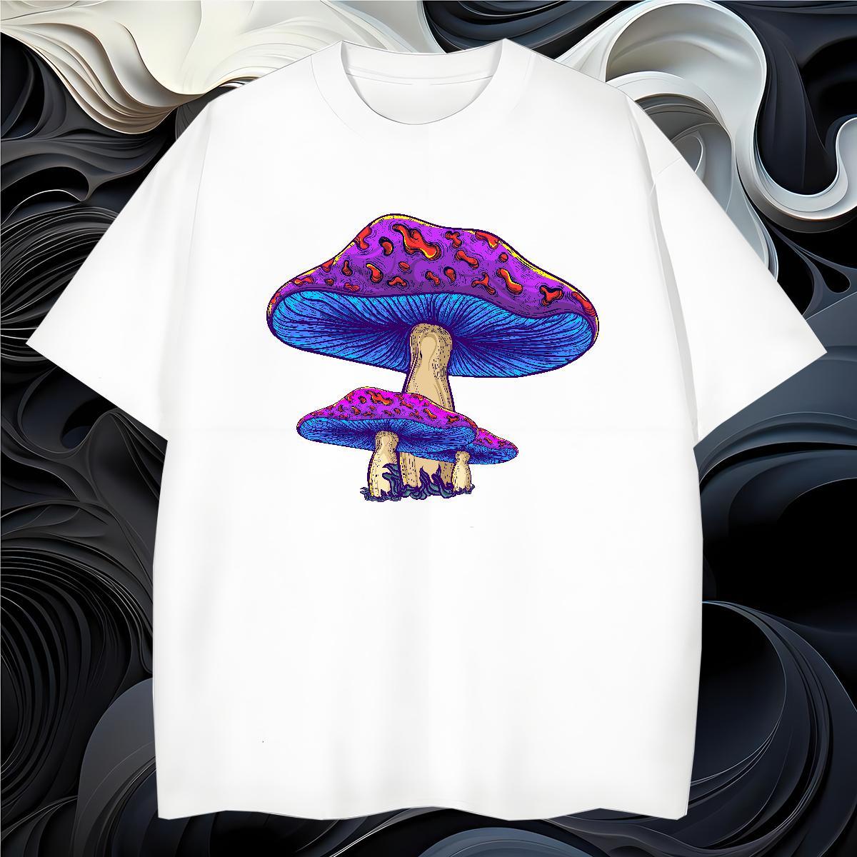 Loose Fit mushroom T-Shirts for Men Hip Hop Street Tshirt for Man Woman 230g 100% Cotton Customized Round Neck Short Sleeve Custom Print Plus Size Clo
