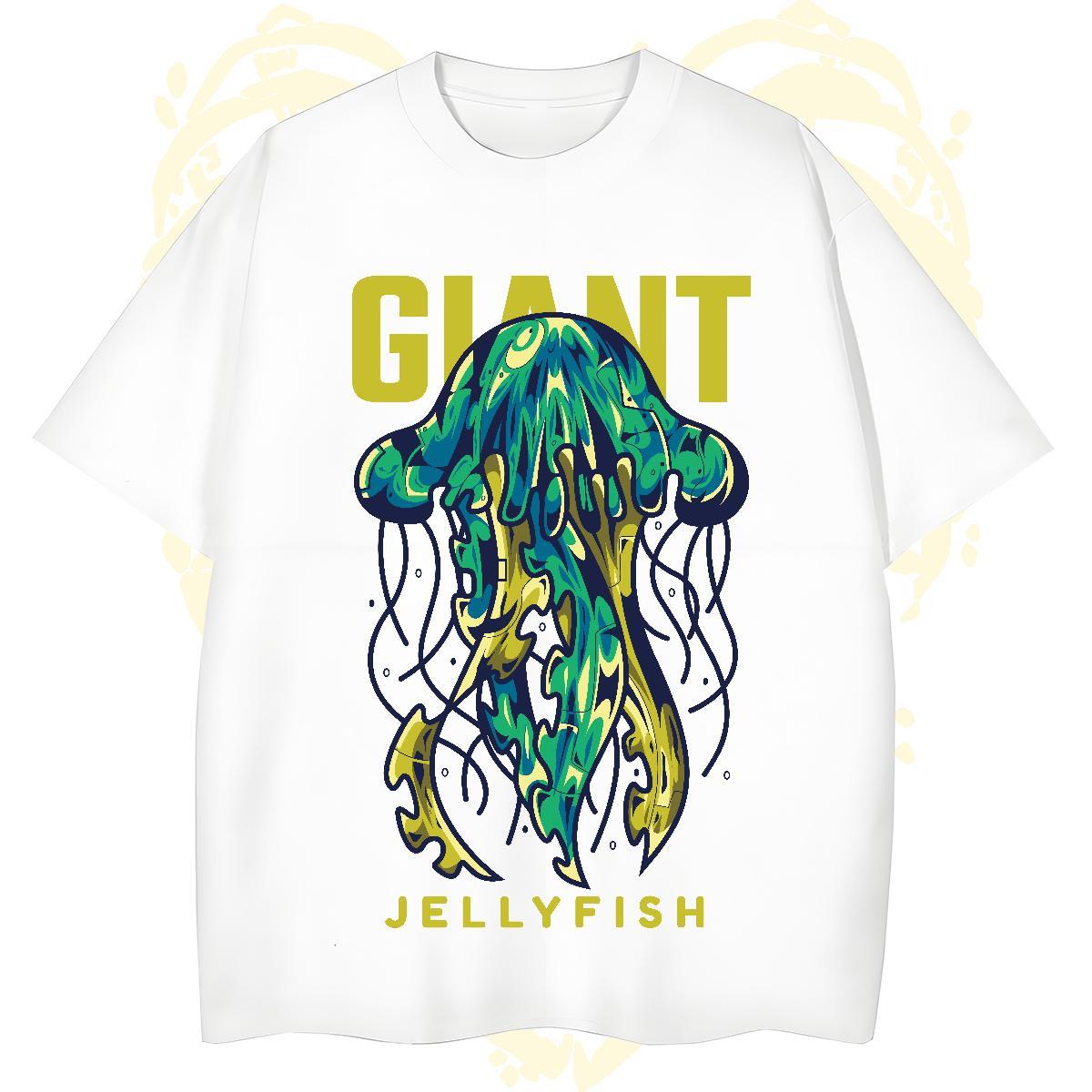 Cool Mens T Shirts jellyfish Breathable Soft Street wear Hip Hop Plus Size Custom 100% Cotton 230g Mens Tshirts DIY Tops