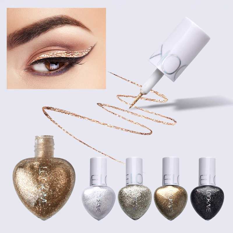 Heart-shaped Shiny Professional Eyeliner Eye Liners Pigment Silver Black Gold 5 Color Liquid Glitter Eyeshadow Cosmetics Makeup Y240813
