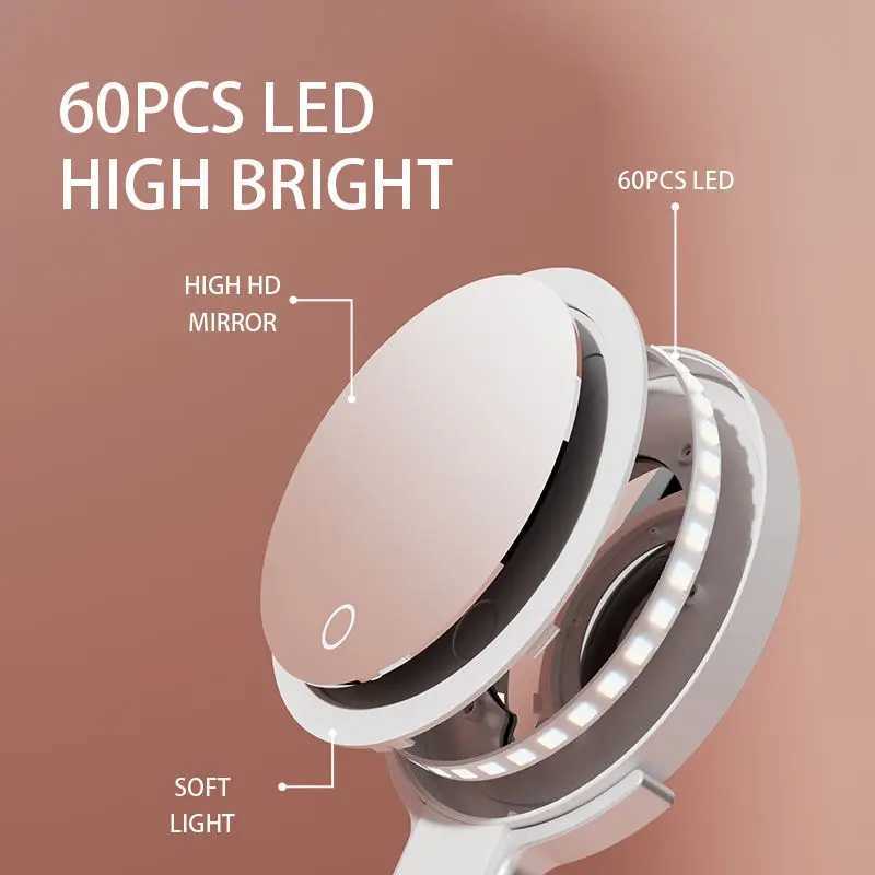 M32 Portable Handheld Desktop Wall Mounted 3-in-1 Charging 1X/10X LED Makeup Mirror W240813