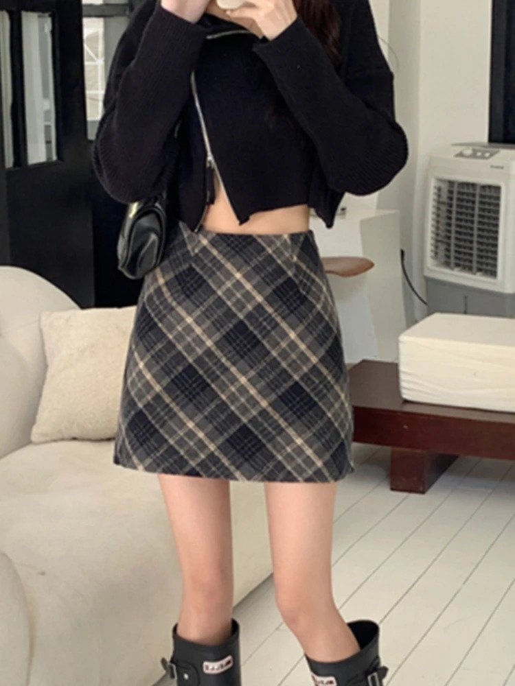 S-5XL Skirts Women Plaid Elegant Trendy Retro Leisure Simple All-match Students Youthful Vitality Streetwear Holiday Gentle Chic 240814
