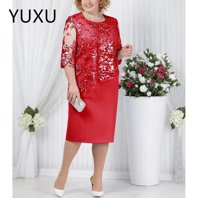 Aso Ebi 2024 red Prom Dresses for Special Occasions lace plus size Sheer Neck Illusion Long Sleeves Beaded Sequined Lace Pearls Birthday Dress Second 