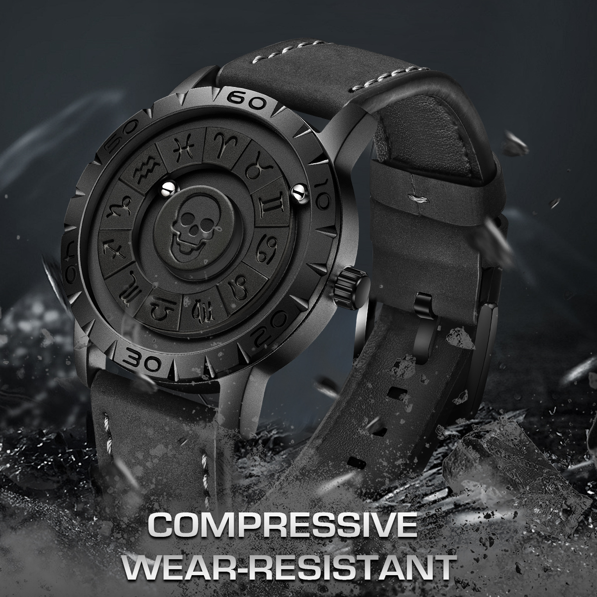 LIGE brand magnetic ball suspension cool men's watch black technology sense creative personalized waterproof fashion watch