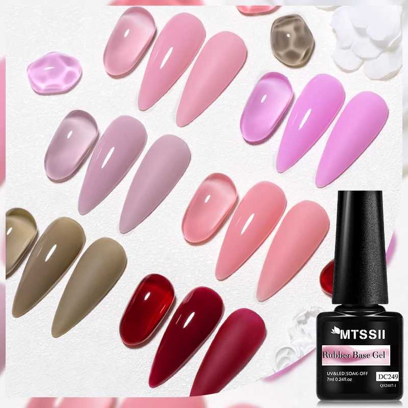 Mtssii 7ml Natural Nude Rubber Base Gel Nail Polish Milky Pink White Glitter Semi Permanent Soak Off UV LED Nails Gel VarnishM240814