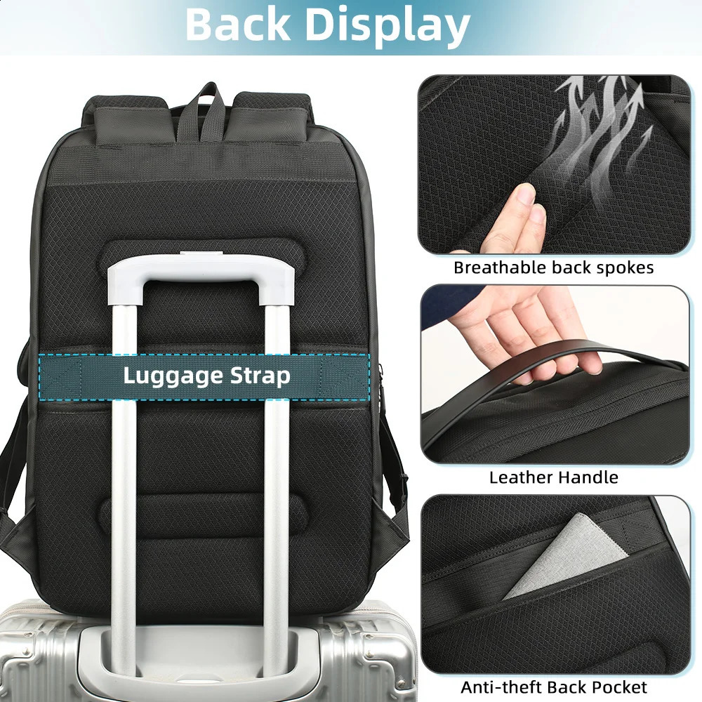 Heroic Knight Business Backpack for Men Waterproof Travel 17.3 Laptop Backpack High Capacity Multifunctional Pack USB Charging 240813