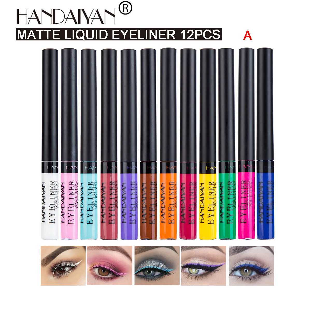 HANDAIYAN 12 Color Matte Eyeliner Kit Makeup Waterproof Colorful UV Light Neon Eye Liner Pen Eye Make Up Cosmetics Eyeliners Set Y240813