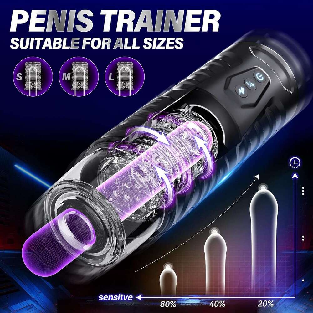 Men's Automatic Male Sex Toy - Adult Toy Male Sex Toy, 7 thrust and 7 rotation modes, hands-free pocket cat sex machine, with visual window and s
