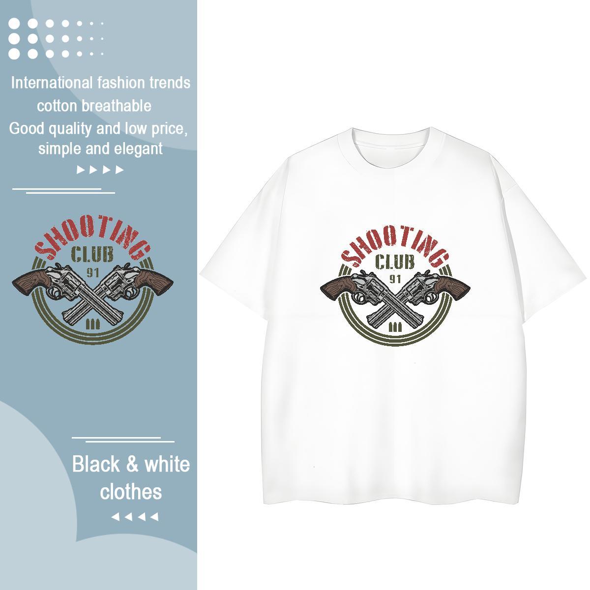 Brand T-Shirts for Men gun Breathable Crew Neck Sports Casual Anime 230g 100% Cotton Tshirt for Man Woman DIY Customized Tops Tees