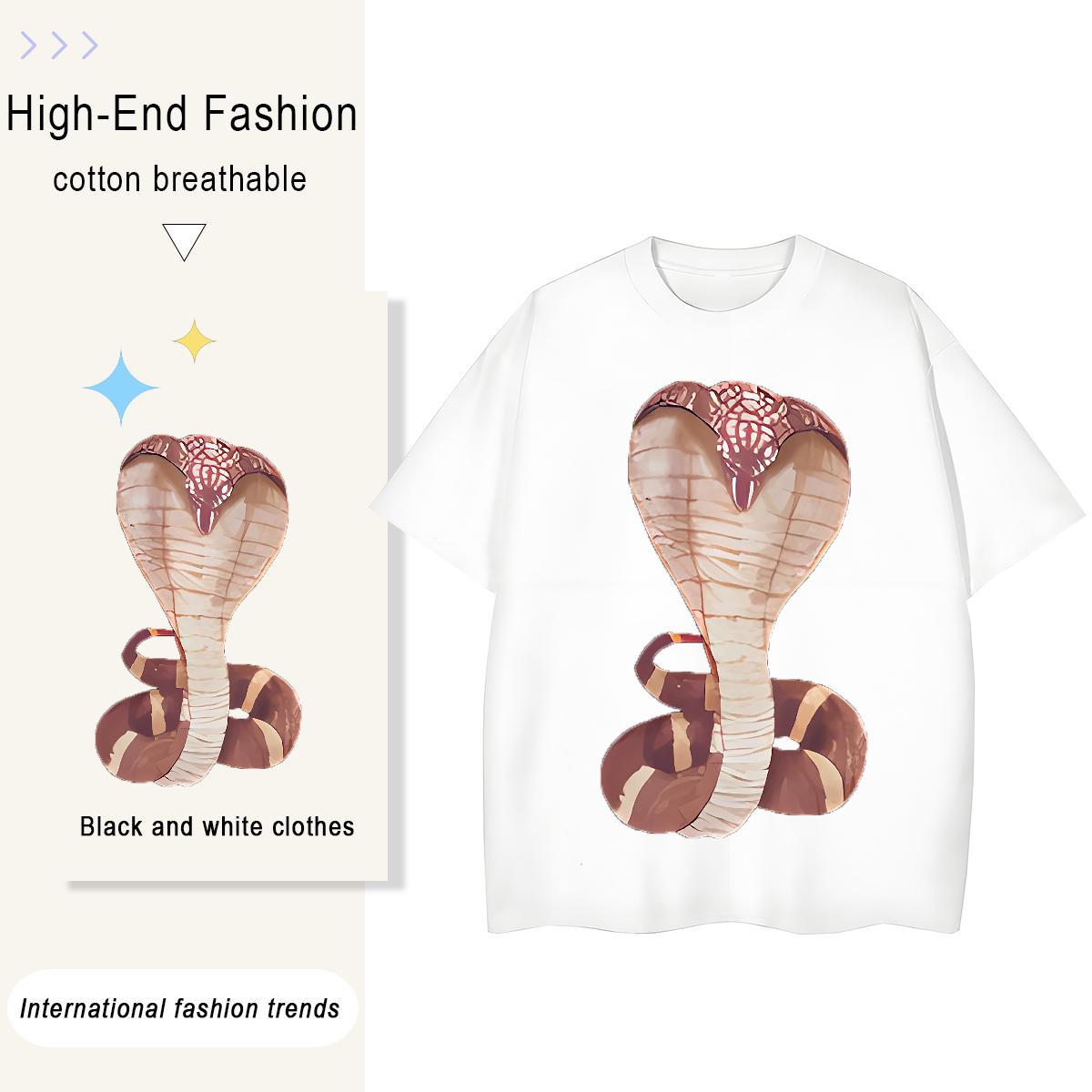 Cool Design Mens Tshirts Casual 100% Cotton 230g Anime Print Crew Neck Breathable snake Man T Shirts 2024 DIY Wear