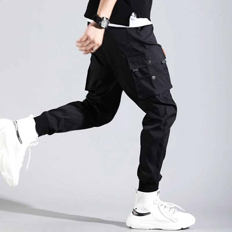 Harajuku Thin Ankle-Length Cargo Trousers Sportswear Joggers Summer Mens Harem Pants Tie Feet Overalls Fahion Male Clothes 240814