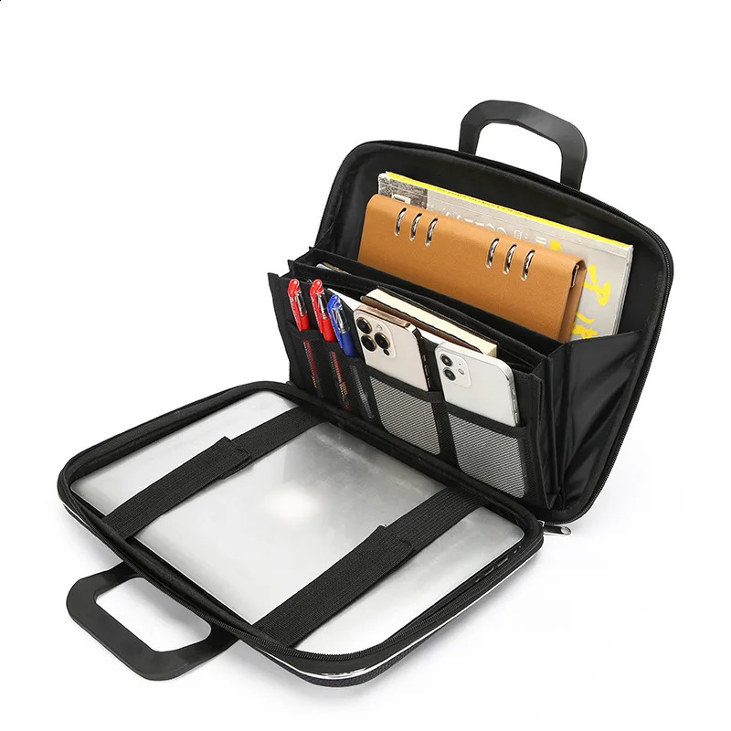 Hard Shell Briefcase Laptop Bag Waterproof PU Leather 240813