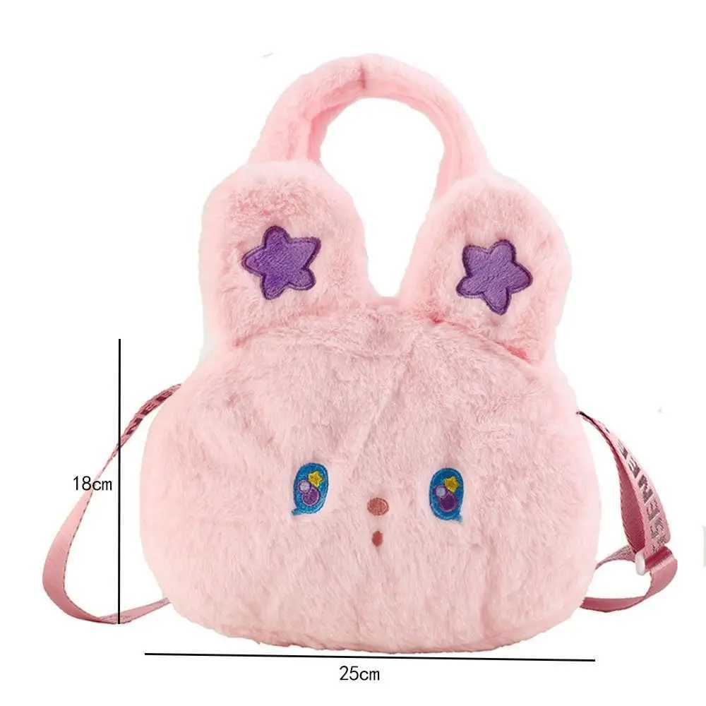 Cute cat print womens small plush shoulder bag sheepskin fabric cross body bag womens zipper wallet mobile phone handbag W240813