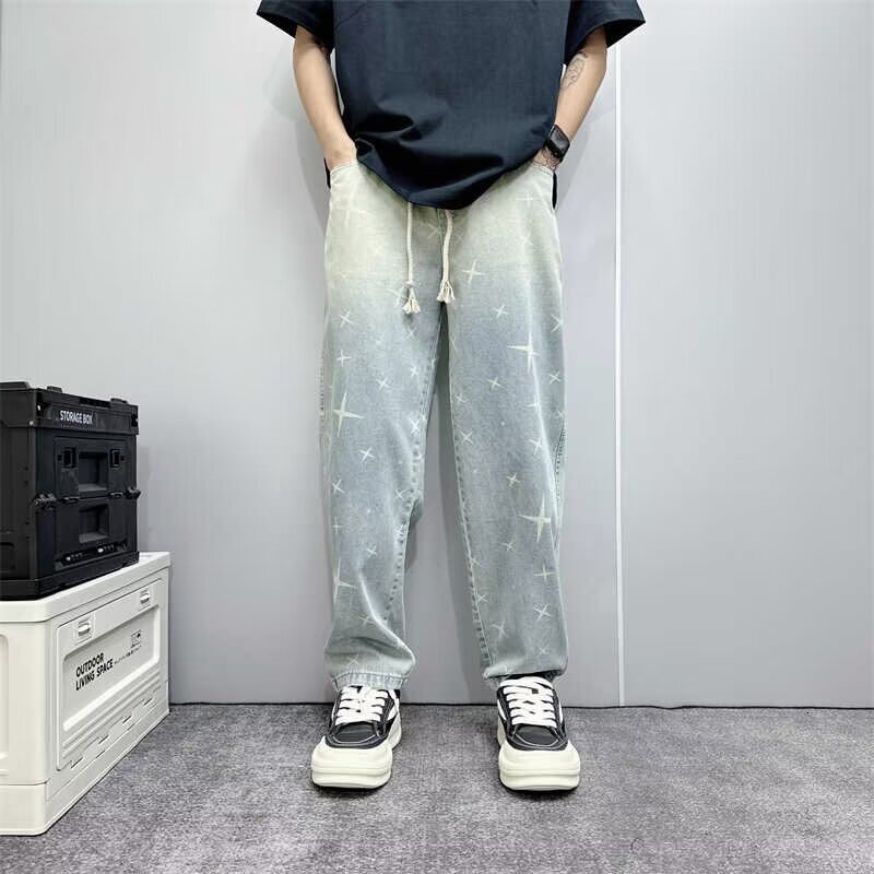 15 2 American summer jeans men's versatile design trendy fashion slim casual pants
