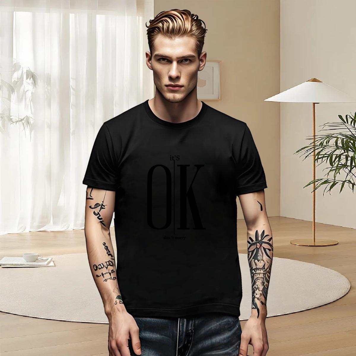 Loose Men Tshirts Street Casual 230g Pure Cotton Customized Crew Neck letter T Shirt For Man Fashion Designer Polos