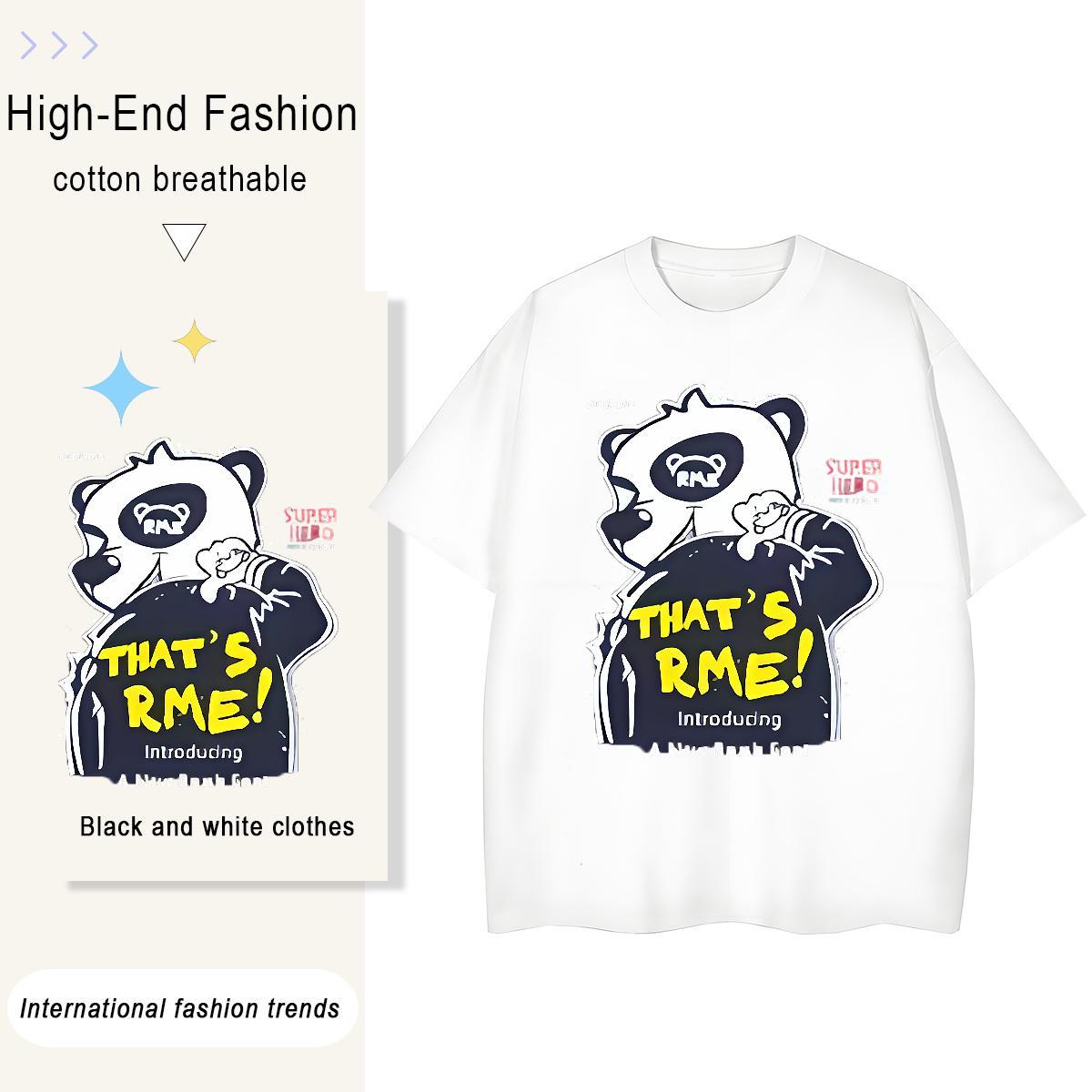 Brand Tshirt for Man Woman Sport 230g Cotton Anime Print Round Neck Short Sleeve panda T Shirts Men Designer Fashion Tops Tees