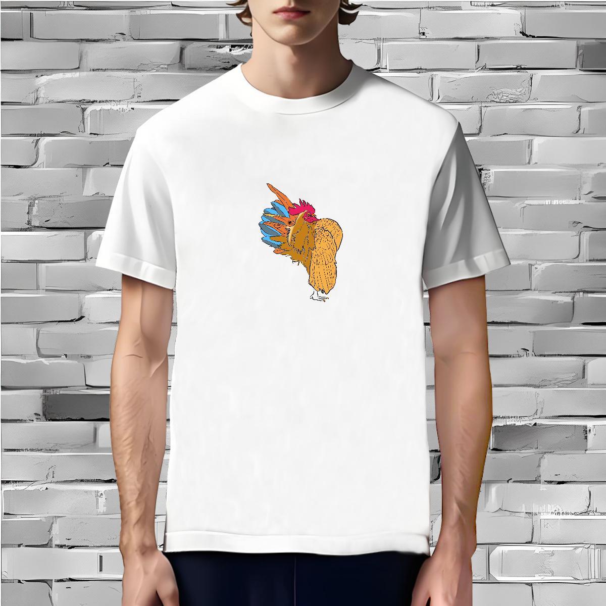 Loose Fit Mens T Shirts chicken Breathable Crew Neck Hip Hop Custom Cartoon 230g Cotton Tshirts Classic Casual Tees Shirts
