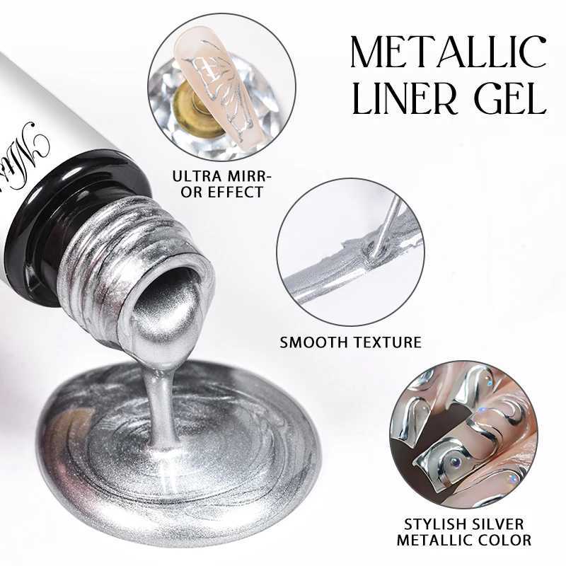 Mtssii 5ML Metallic Liner Painting Gel Chrome Gold Silver Mirror Nail Polish Super Bright Drawing Line French Nail Art VarnishM240814