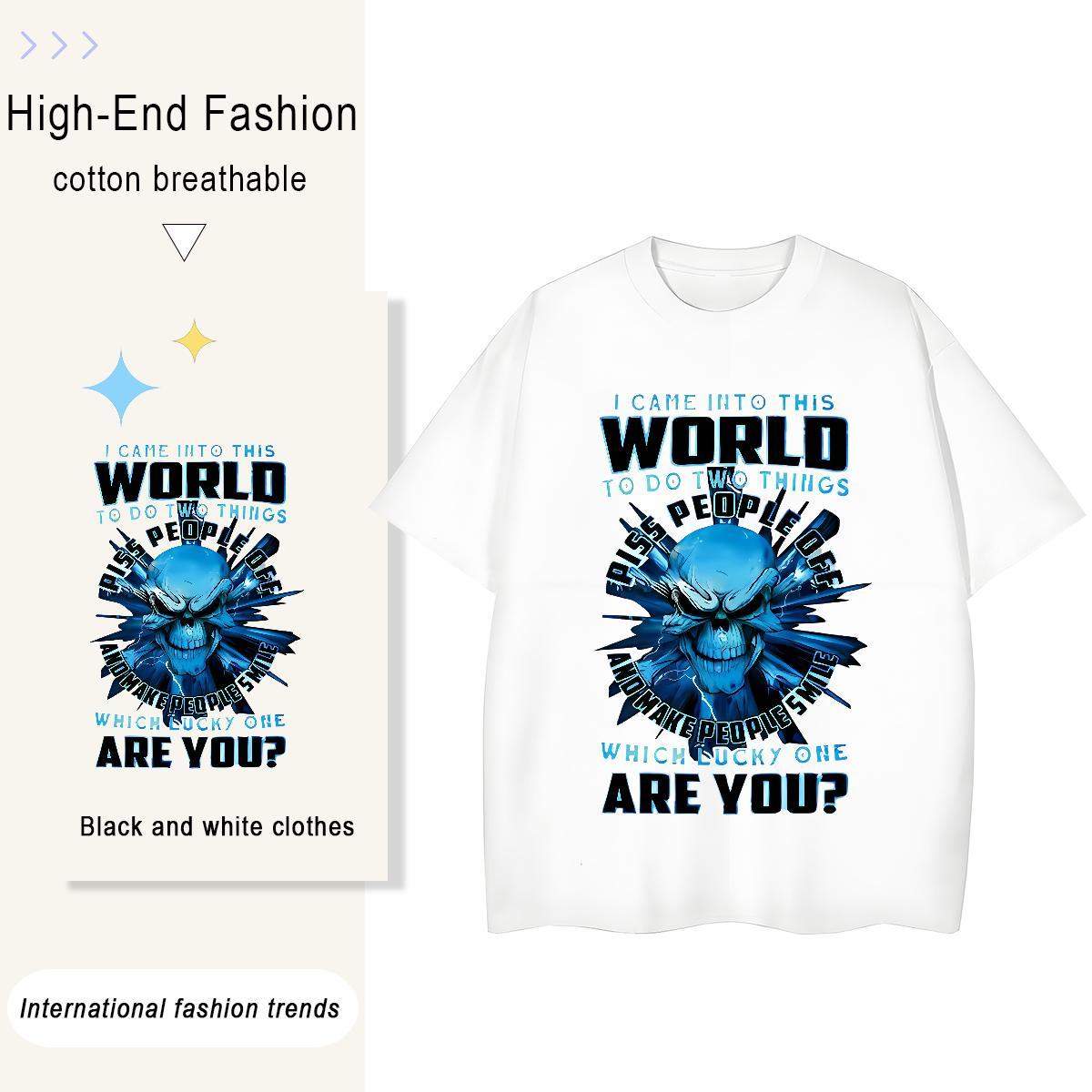 Popular Men Clothes T-Shirt Casual 230g Pure Cotton Plus Size Cartoon Breathable Short Sleeve letter Mens T Shirts Classic Tops Tees