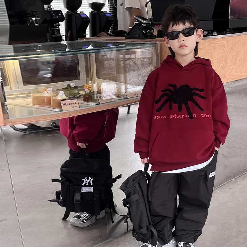 Children Boys Autumn Hoodies Cotton 3D Spider Printed Long Sleeve Baby Boys Sweatshirt Loose Handsome Toddler Teen Boys PulloverY240814