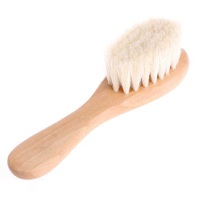Baby care H wooden handle goat H brush baby Hbrush newborn baby comb head massager baby shower pure natural W240813