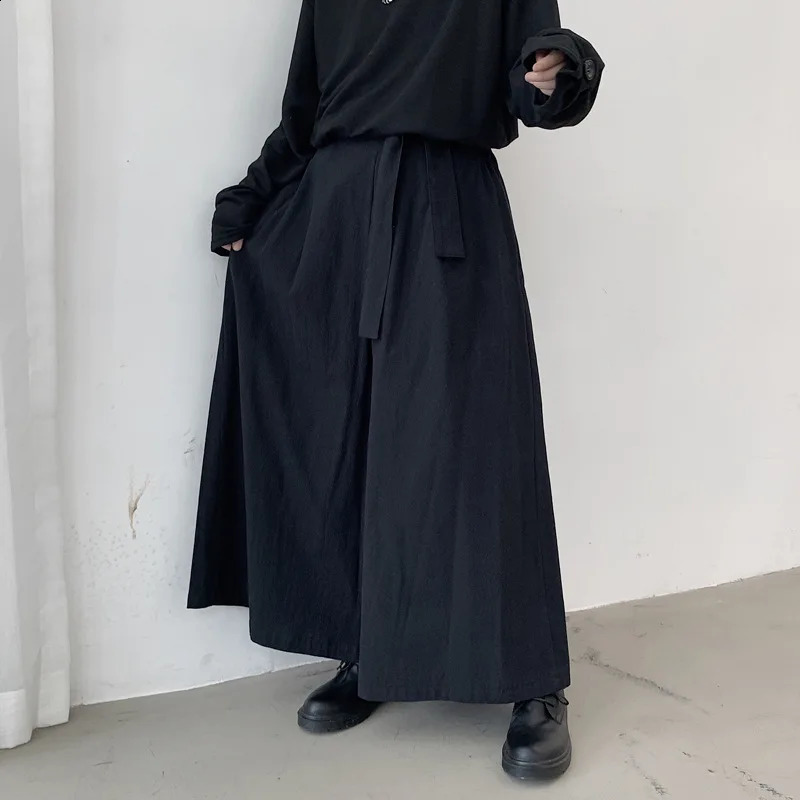 Men Hakama Harajuku Kimono Samurai Pants Men Casual Wide Pants Men Chinese Style Hanfu Tang Trousers Male Kendo Uniforms 240814