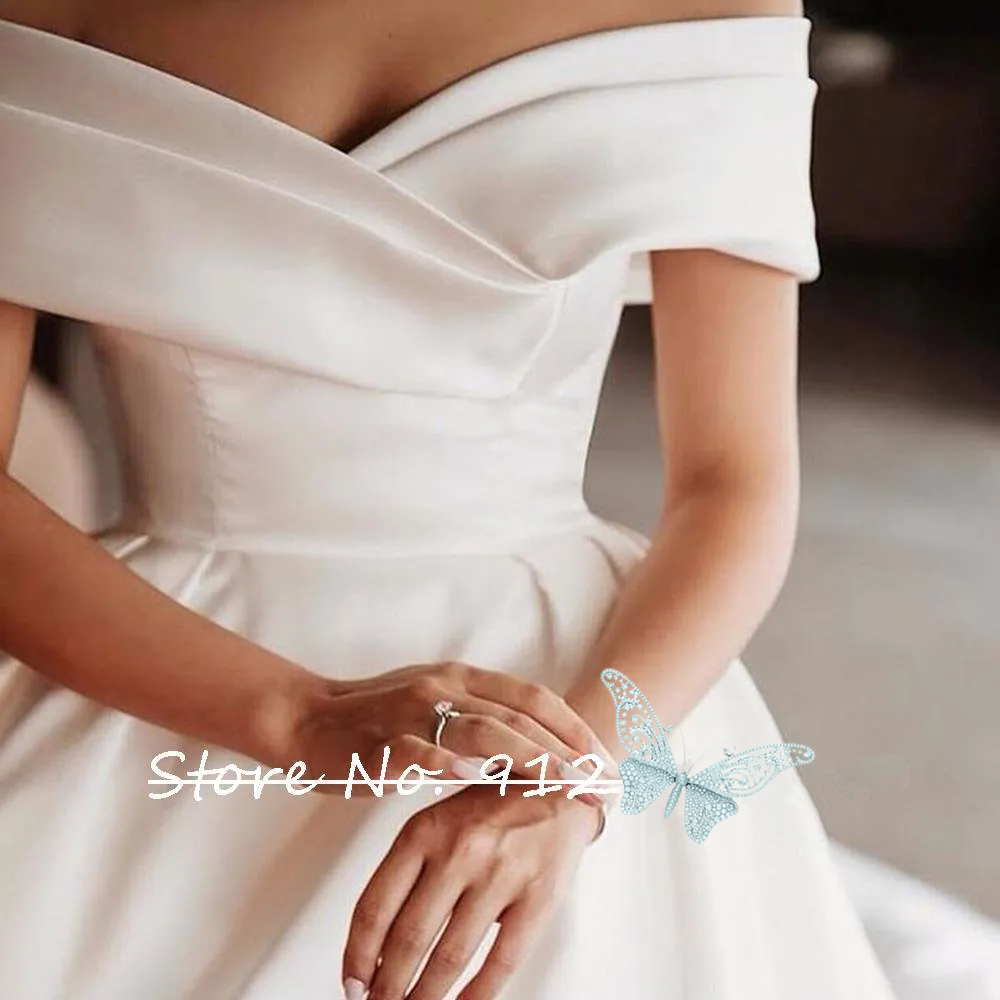 2024 Wedding Dresses Garden Bridal Gown Off The Shoulder Ruched Pleats Sweep Train Wedding Gowns for Brides Plus size