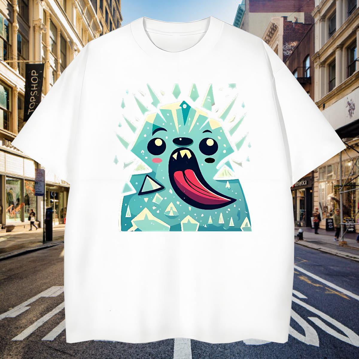 Mens T Shirts 100% Cotton 230g Little Monster Summer Casual O Neck Short Sleeves Cartoon Printing L-4XL Tshirts Stylist Comfortable Top Tees