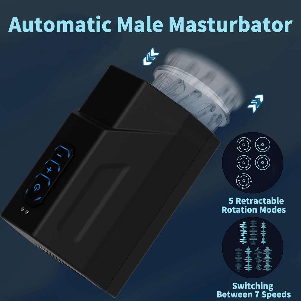 Automatic male device, male sex toy with 5 thrust and rotation modes, switching between 7 speeds for stimulation, men's automatic massager, pocke