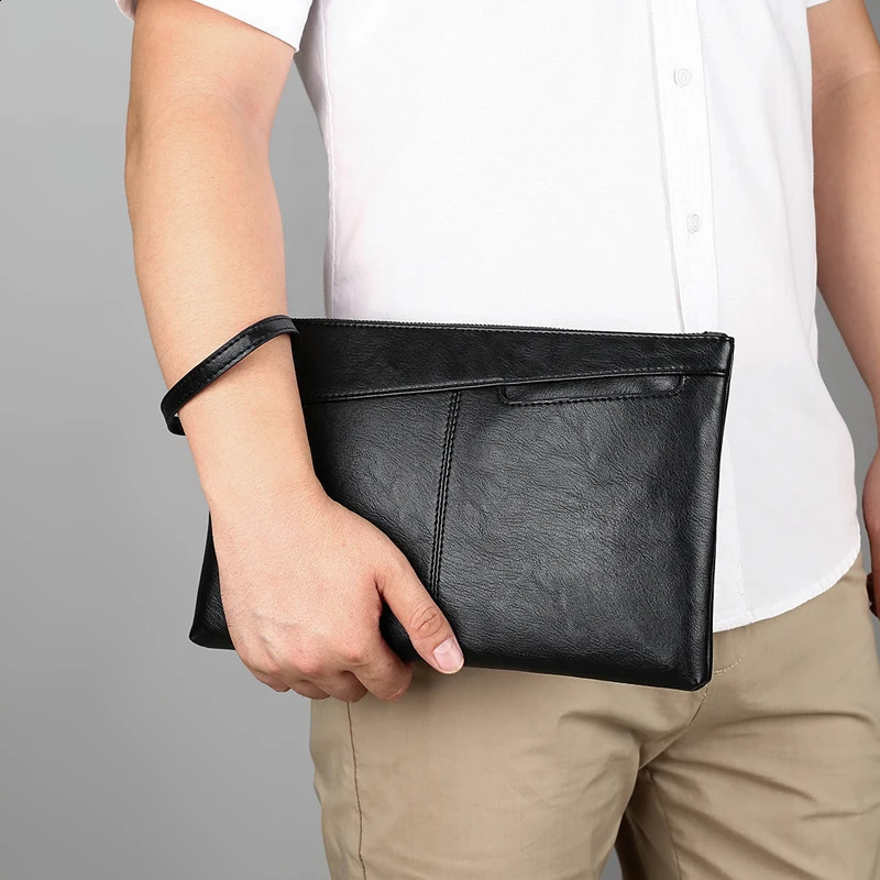 Fashionable Business Mens Day Clutch Bag High Quality PU Leather Money Bag Handbag Casual Mens Cardcase Phone Bag 240812