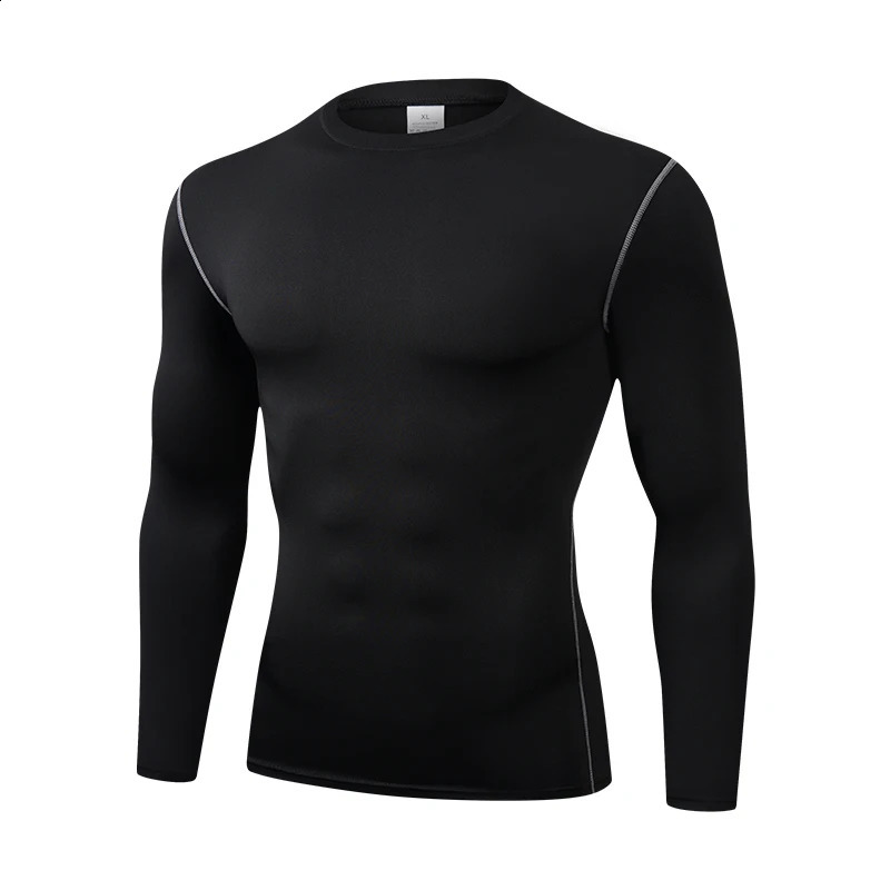 2024 Mens Long Sleeved Sports T-Shirt With High Elasticity And Quick Drying Solid Color Long Sleeves 240814