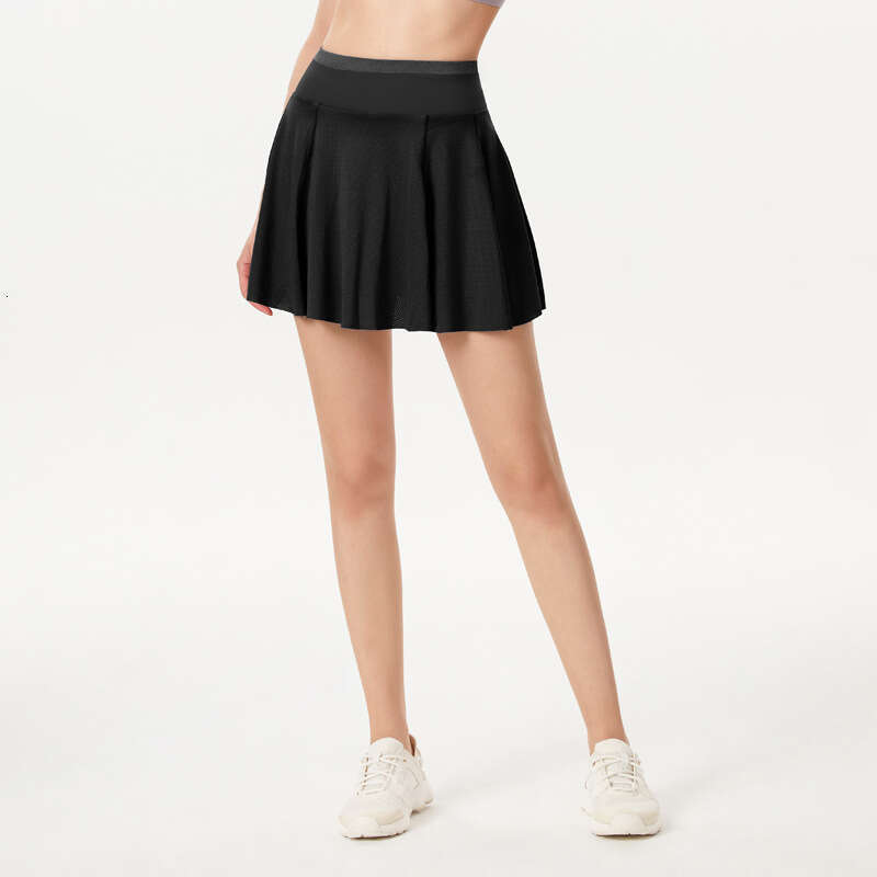 Color Solid Sports Tennis Skirts With Pocket Women Gym High Waist Yoga Fiess Shorts Golf Breathable Running Mini Skirt