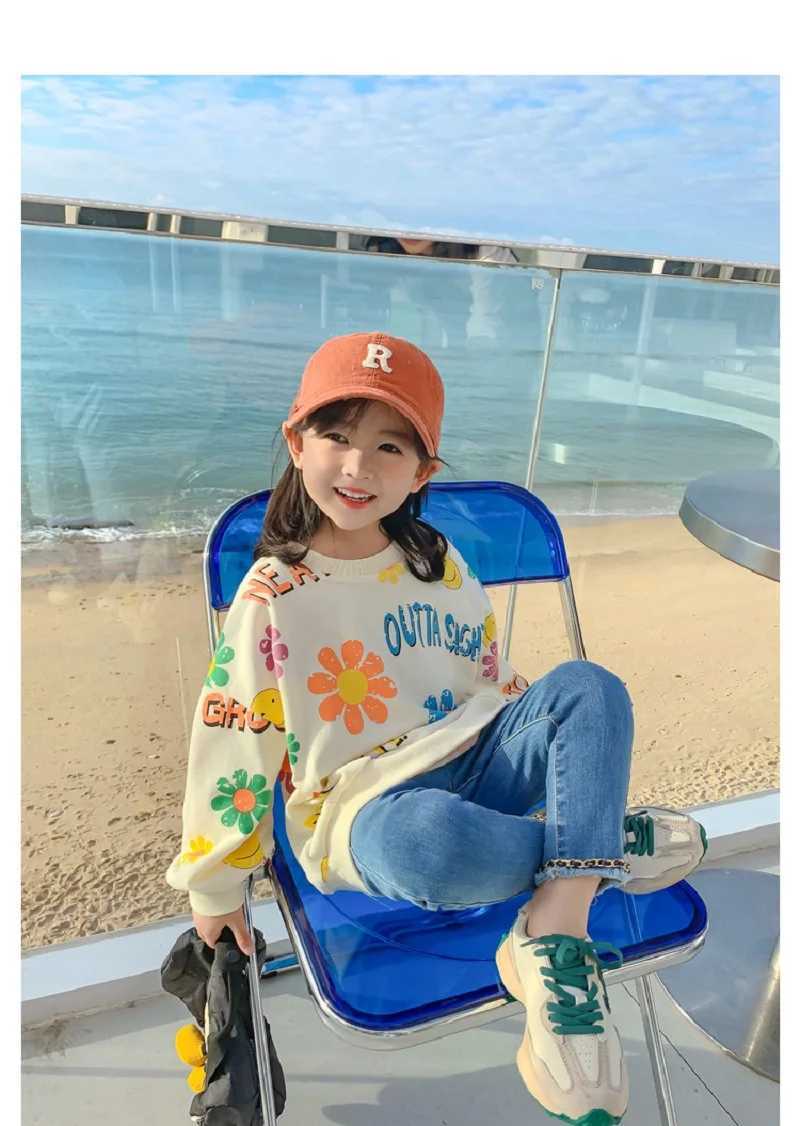 Spring Autumn Kids Cotton Lovely Floral Sweatshirt Baby Girls Pullover Jumper Children Outfits Student Tracksuit Tops 1-12 YearsY240814