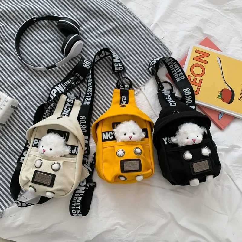 Childrens messenger bag cute canvas cross body chest bag fashionable mom childrens bag girl solid bag children Bolsas Para Ni os W240813