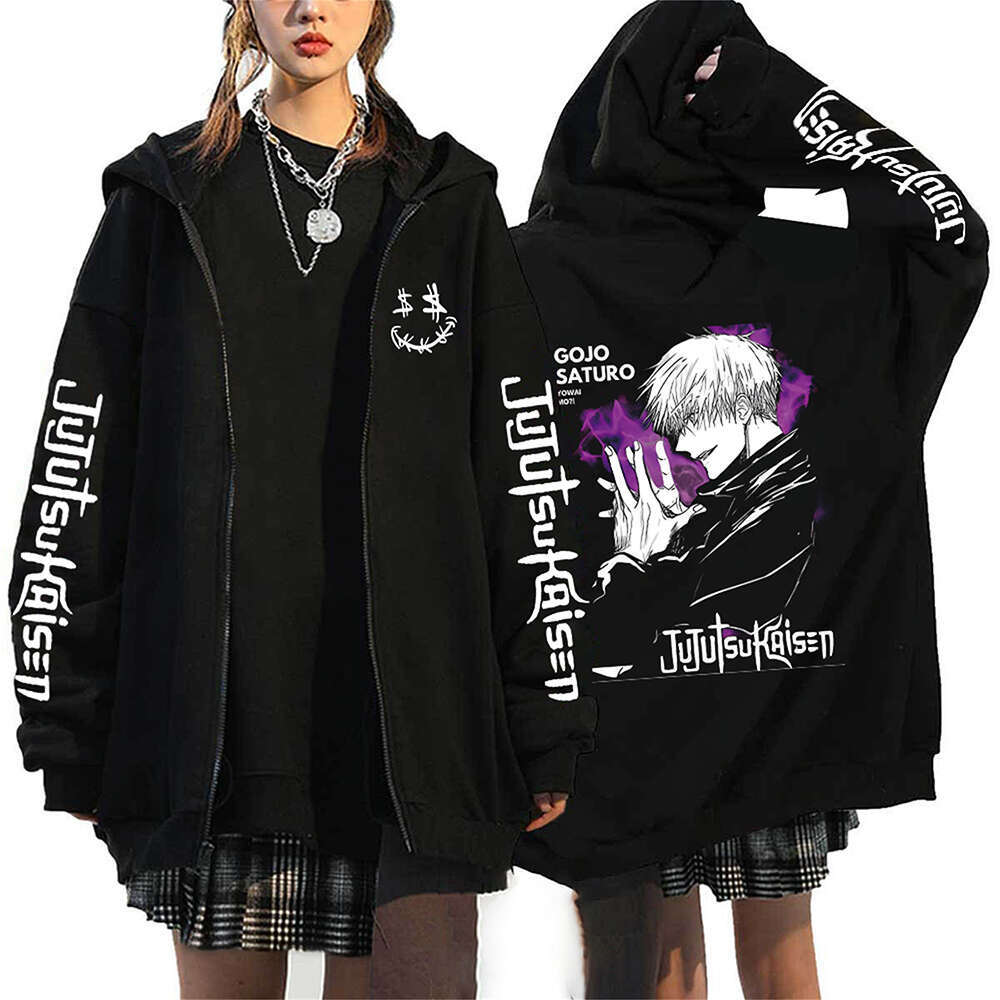 Jujutsu Kaisen Men Women Anime Zipper Jackets Autumn Winter Sweatshirts zip Up Plus Size Hoodie