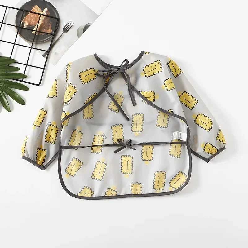 Bibs Burp Cloths Baby Bandana Bibs Cute Cartoon Bibs Waterproof Infant Eating Children Drawing Long Sleeve Apron Baby Self Feeding BibL4812