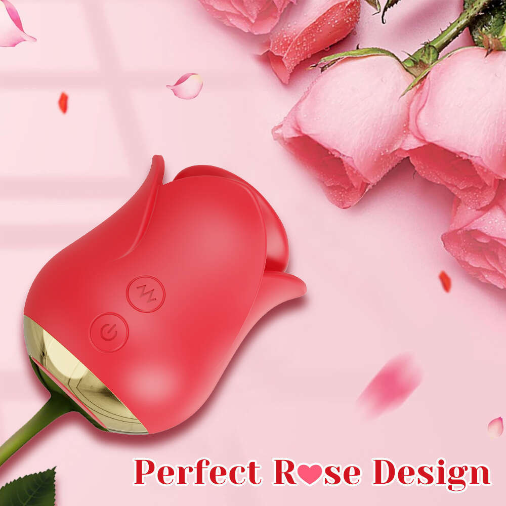 Rose-Toy Oral Biting Vibrator Female with Tongue Licking Powerful Sucker Clitoris Stimulator Adults Goods Sex Toys for Women