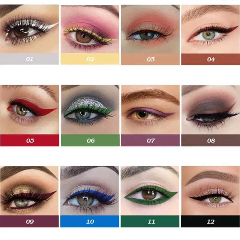 12pcs/Set Ultra Thin Silky Matte Liquid Eyeliner Waterproof Non Smudging Lasting Lying Silkworm Eye Liner Eyes Makeup Y240813