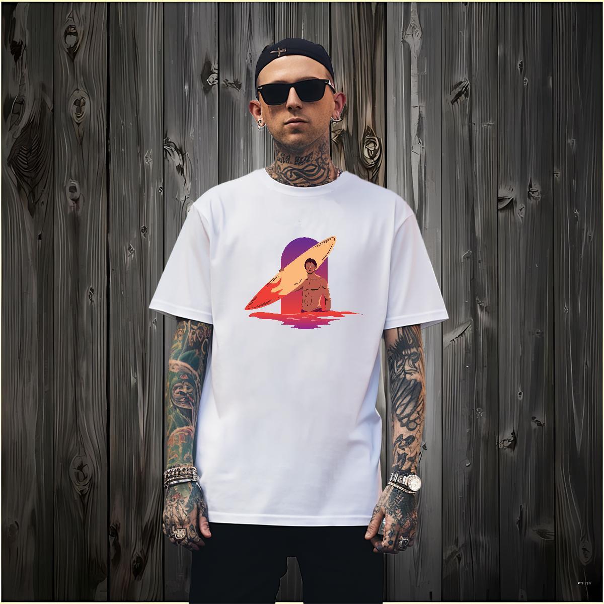 Men T Shirts 230g Pure Cotton portrait High Street Hip Hop O Neck Short Sleeves Asian Size Mens Tshirts DIY Wholesale Clothings