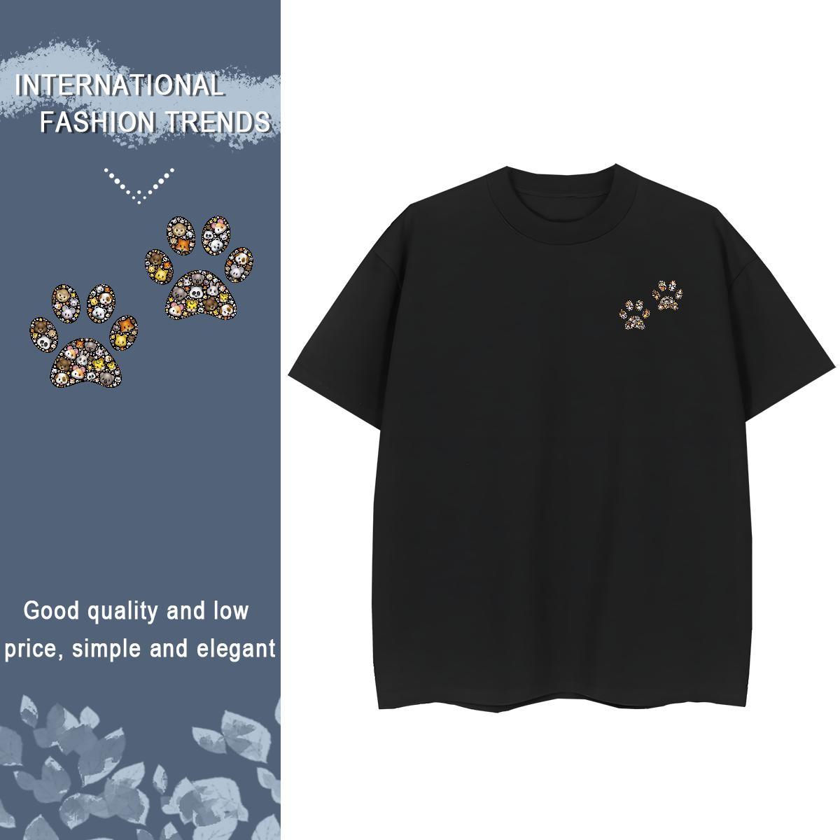 Men T Shirts 230g 100% Cotton dog's paw Daily Outfit Pure Cotton Customized Print Men Tops Tees DIY High Quality Wear
