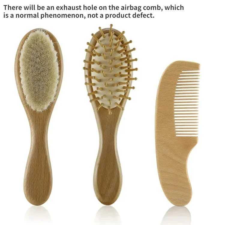 Wooden baby hair brush comb soft baby bath brush hair cleaning gentle body newborn protection shower baby care tools W240813