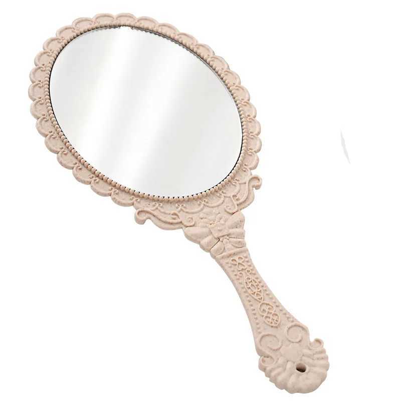 1 silver retro mirror womens floral reproduction oval circular makeup handheld mirror princess womens makeup beauty dress gift W240813
