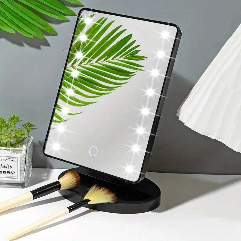 Lighted Makeup MirrorSquare Battery USB RechargeableDual-use Beauty MirrorTouch Screen VanityMirrorBrightnes W240813