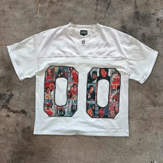 Streetwear T Shirt Y2K Clothes Retro 90s Hip Hop Graphic Oversized Baseball Uniform Sportswear Mens Short Sleeved Tops 240809