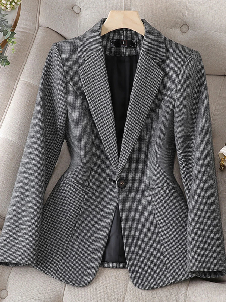XFPV Womens Korean Turn-down Collar High-end Casual Single Button Slim Long Sleeve Blazer Fashion Winter Autumn 2024 SM8560 240813