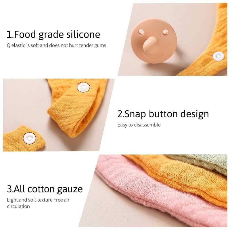 Bibs Burp Cloths 2pc Baby Muslin Bibs With Soother Nipple Holder Snap Button Bibs Saliva Towel Boys Girls Infant Feeding Apron Bandana Burp ClothL4812