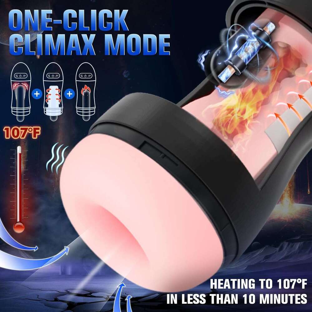 Automatic male device, suction male device pump, with 9 suction and 10 vibration and heating male sex toys, hands-free pocket male pump adult sex toy